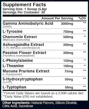 Supplement Facts Axe & Sledge Dozer 30srv Honey Lemon Tea