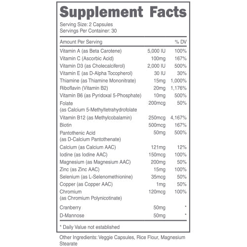 Supplement Facts Bucked Up DOE Vitamin