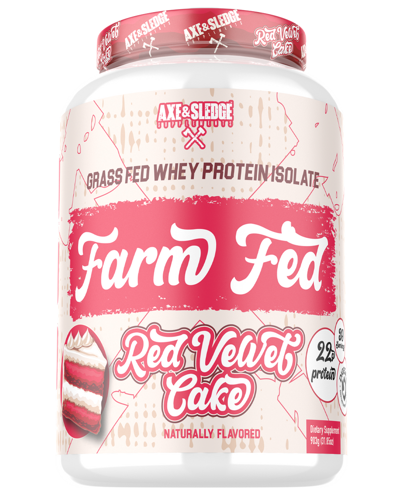 Axe & Sledge Farm Fed whey protein isolate  Red Velvet Cake flavor