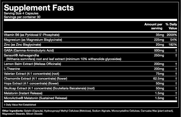 Supplement Facts for gorilla dream gorilla mind