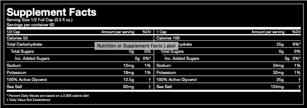 Supplement Facts for Glycerol from Gorilla Mode