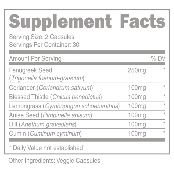 Supplement Facts Bumped Up Nursing Support 60cap