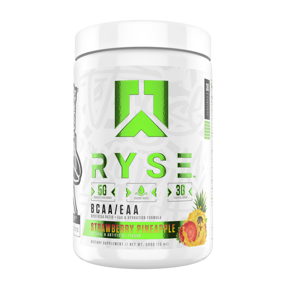 Ryse BCAA + EAA 30srv, 2:1:1 BCAA Ratio, EAA & Hydration formula, Strawberry Pineapple flavor